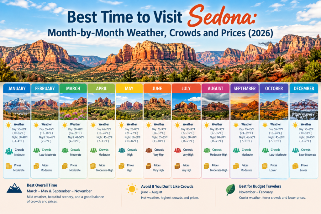 Best Time to Visit Sedona: Month-by-Month Weather, Crowds and Prices (2026)